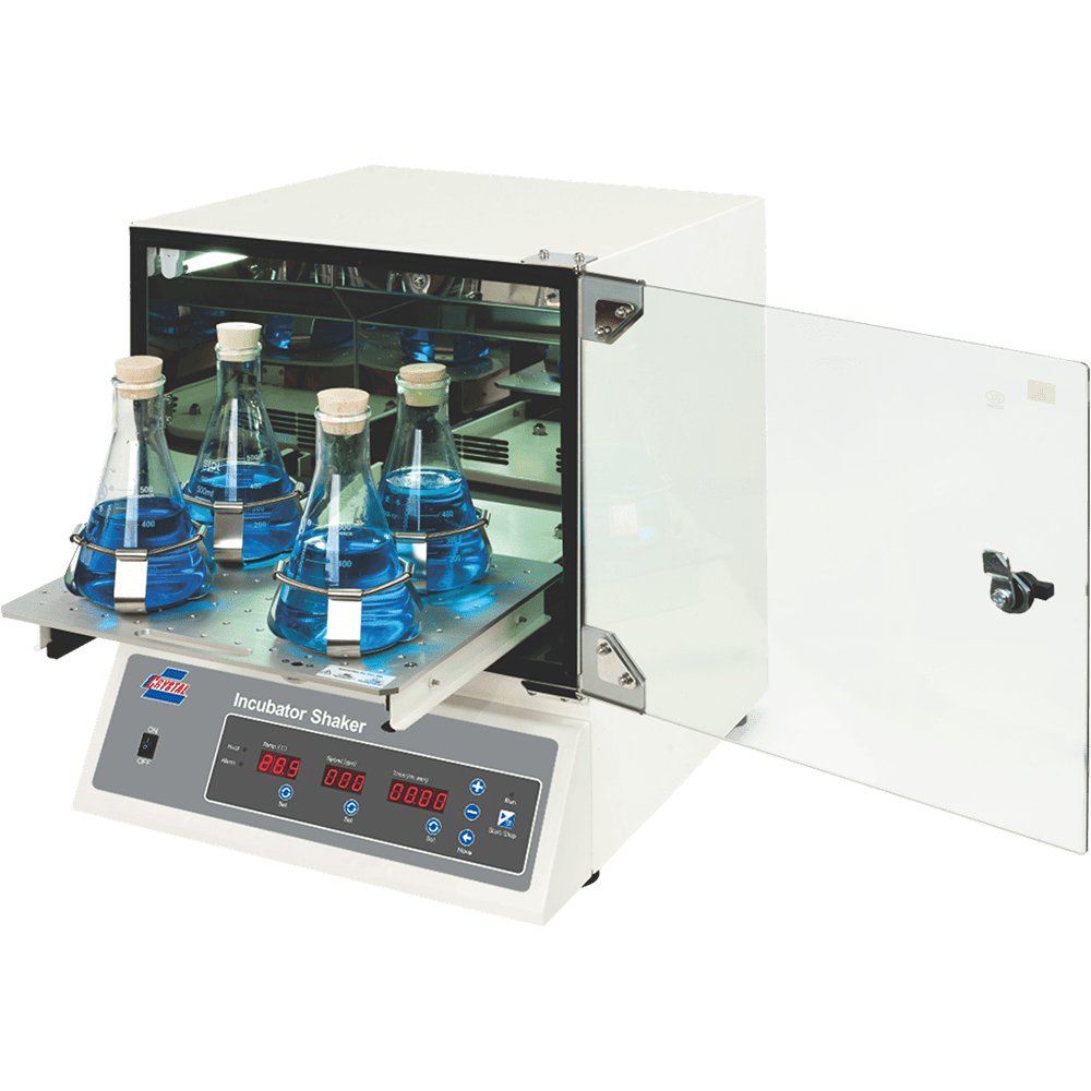 Crystal Benchtop Incubator Shaker, 26mm Orbit, Max. 5L, Ambient +5℃ ~ 80℃, 30~300 RPM, Platform 13.8x11.8