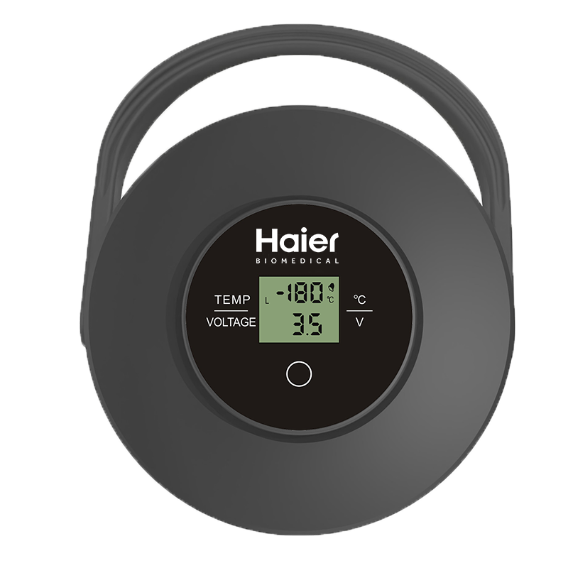 Liquid N2 Transfer Container, 2L, with temperature display showing real time temperature on lid, Capacity: 54 x 2ml Internal Thread Cryovials, Temp. Range: -135~-196 ℃, BIO2T