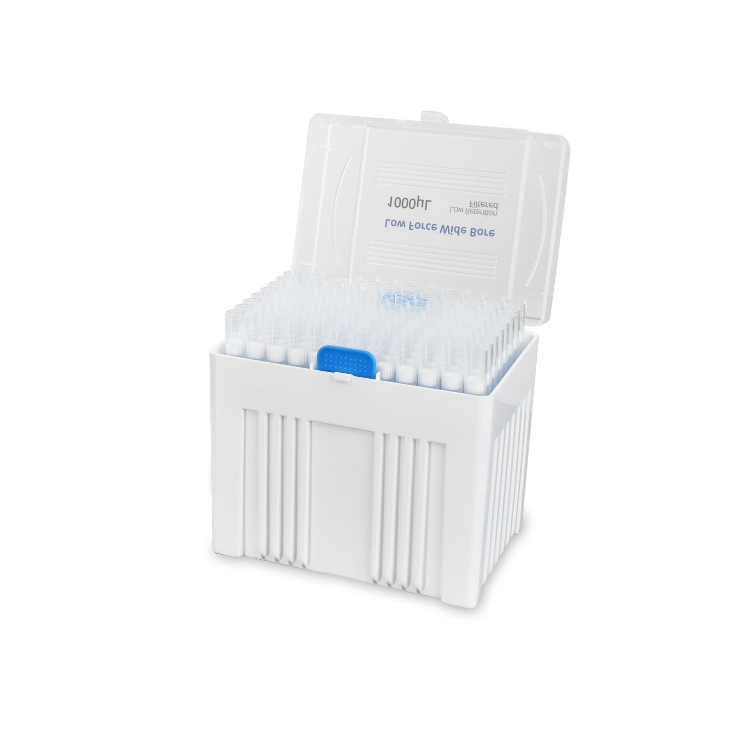 Wide Bore Pipette Tips, for LTS® SofTouch ULF™ and other low-force style pipettors, 1000uL, low-retention, sterile , non-filtered, wide orifice, fits 50, 100, 200ul pipettes, 10 racks/960/PK, INWB1000