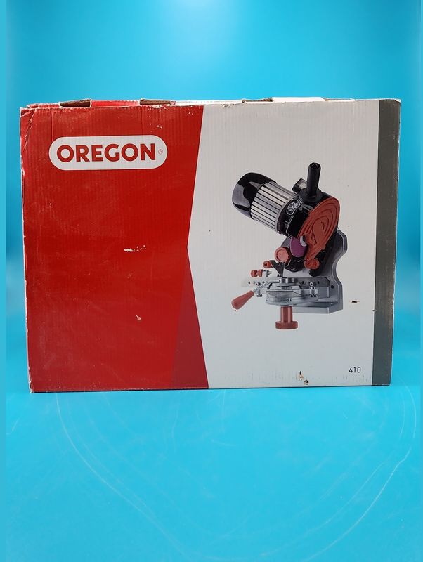 Front of box depicts assembled grinder.