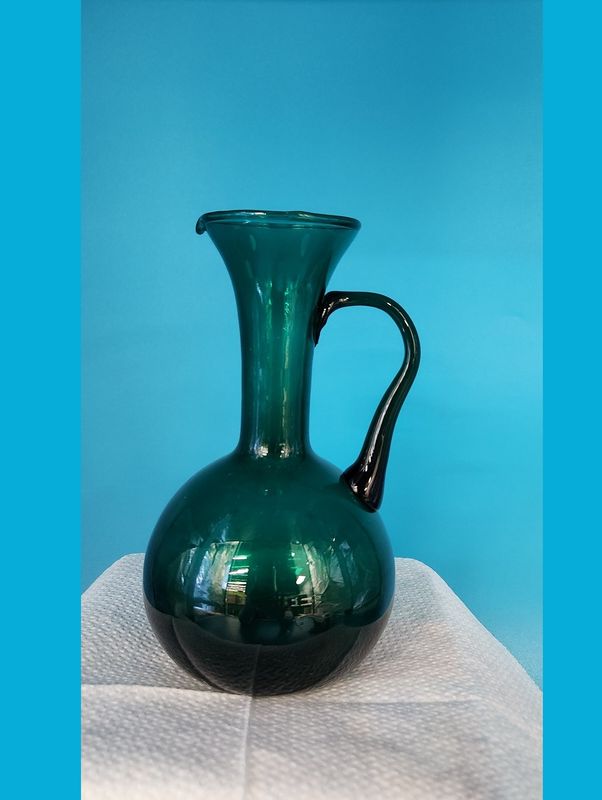Green Glass Ewer Pitcher