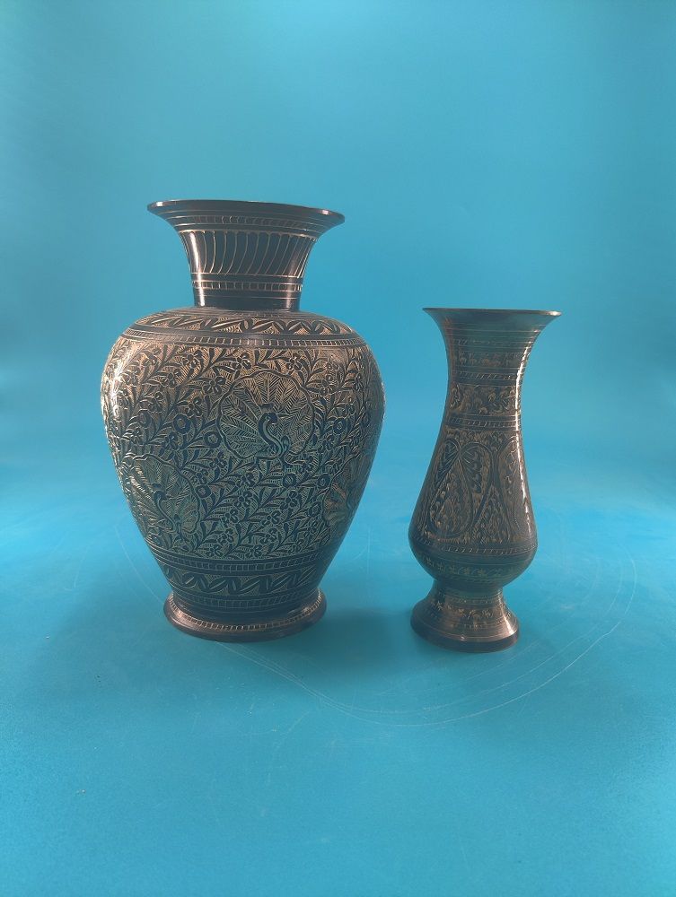Hand-Etched Brass Vases