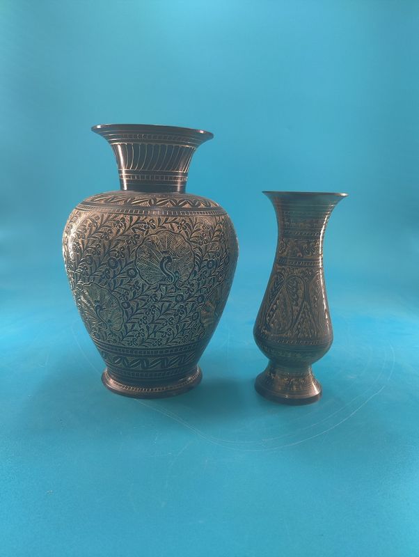 Hand-Etched Brass Vases