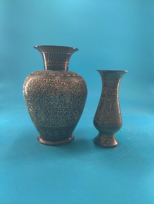 Hand-Etched Brass Vases