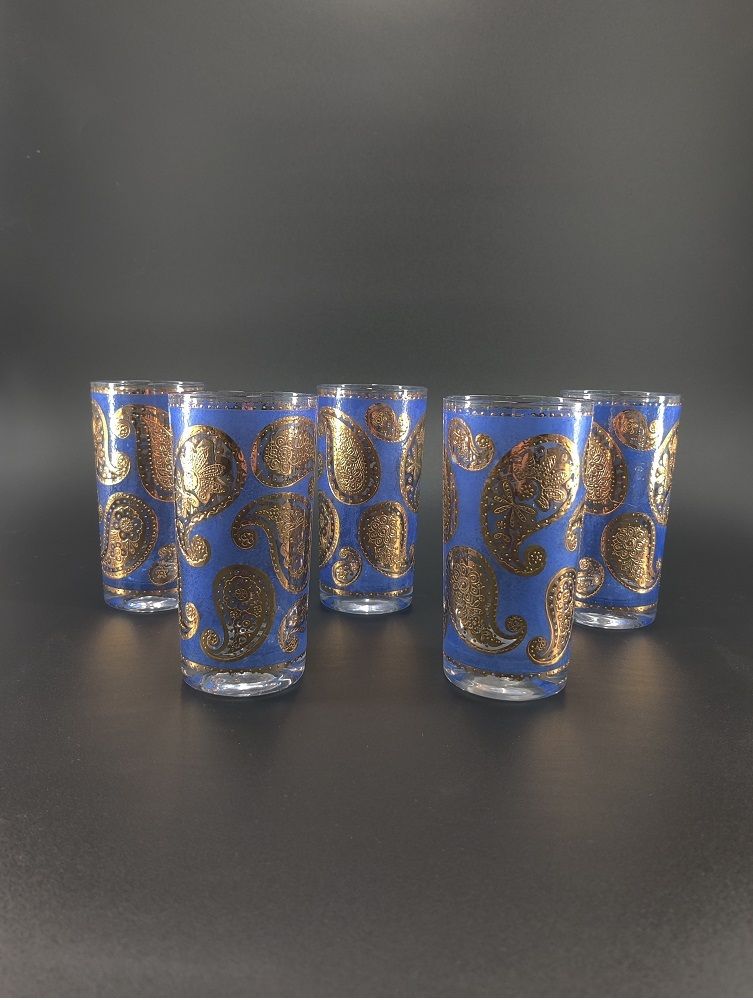 The set of 5 vibrant blue highball glasses.