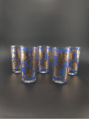 The set of 5 vibrant blue highball glasses.