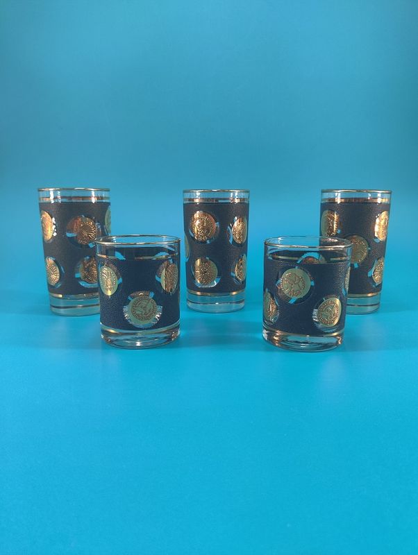 This listing includes three tumblers and two rocks glasses.