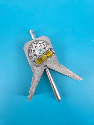 Built-in bubble protractor reads in 2.5 degree angle increments.