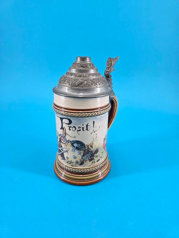 "Prosit!" takes up eye-catching space on the stein.