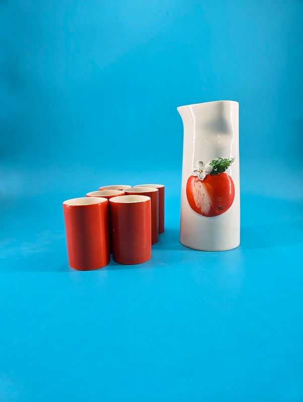 Holt Howard Orange Juice Pitcher and Cup Set