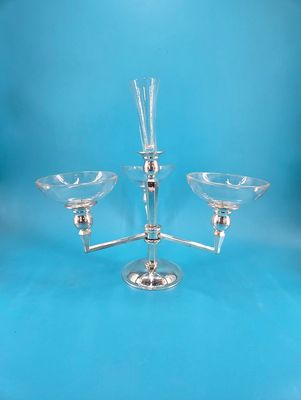 4 Taper Candelabra - Silver Chrome with Removable Glass