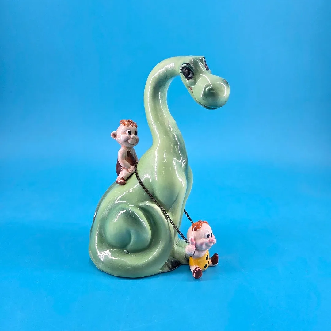 Kreiss & Co. Psycho Ceramics Green Dinosaur with Caveman