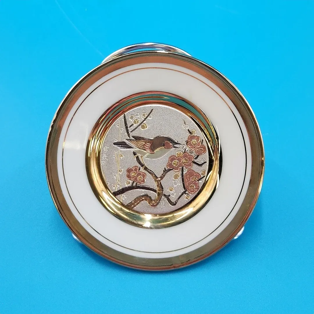 The Art of Chokin 4" Plate - Sparrow and Plum
