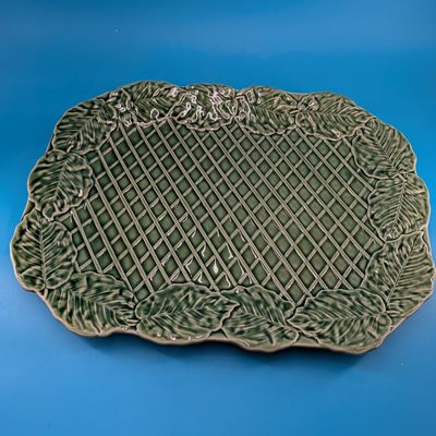 Top view of Leaf Service Green Rectangular Platter