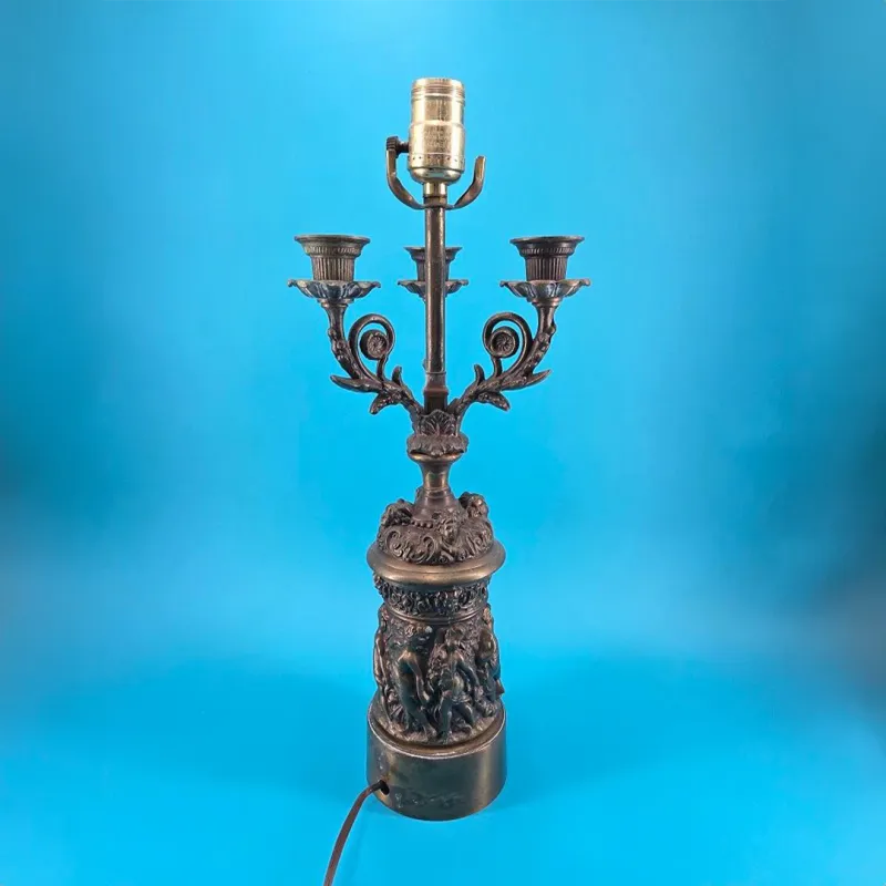 Bronze Cherub Candelabra Lamp (Leviton Bulb Socket)