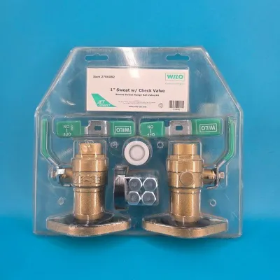 Wilo Bronze Swivel Flange Ball Valve Kit 1" Sweat w/ Check Valve