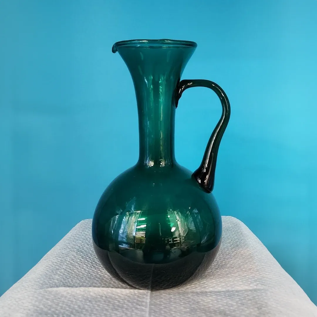 Green Glass Ewer Pitcher Green Glass Ewer Pitcher