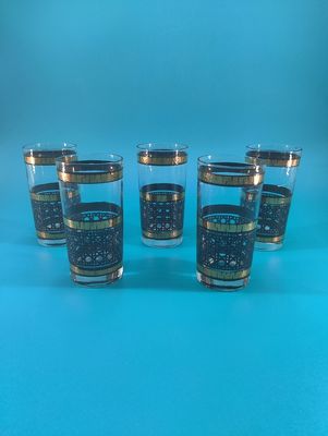 Libbey Black Rattan Highball Glasses The set of five glasses.