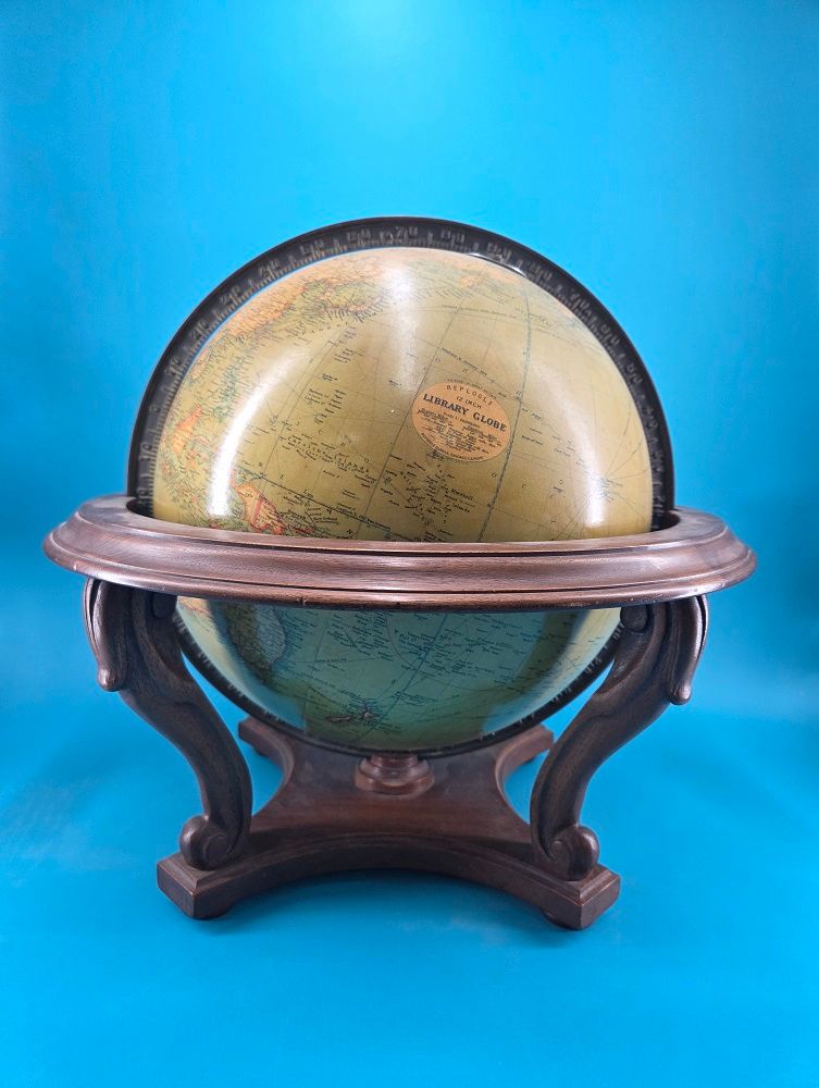 Replogle 12 Replogle 12" Library Globe ~1934 Mahogany Stand