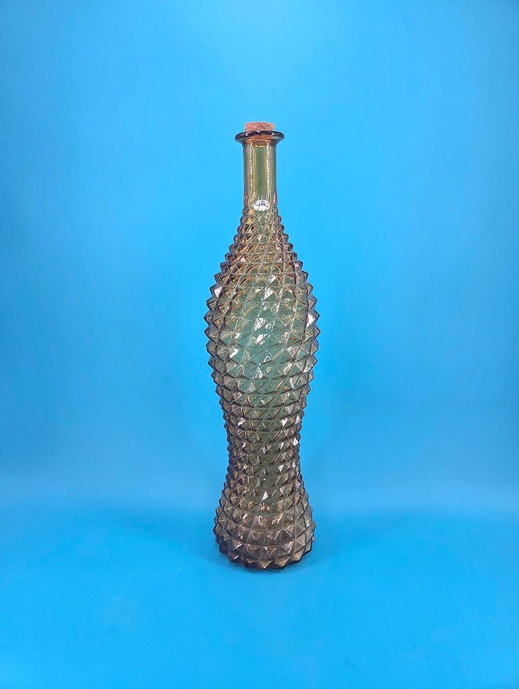 Empoli Amber Pineapple Diamond Point Glass Bottle Empoli Amber Pineapple Diamond Point Glass Bottle
