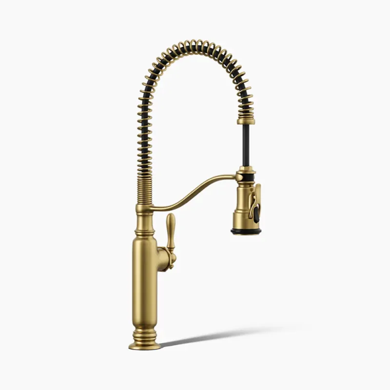 Kohler Tournant Semi-Pro Kitchen Sink Faucet, Vibrant Brushed Moderne Brass