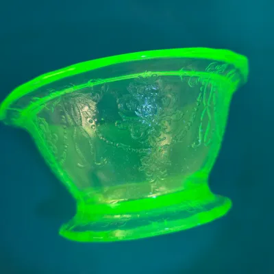 Uranium Depression Glass Sherbet Bowl Uranium Depression Glass Sherbet Bowl