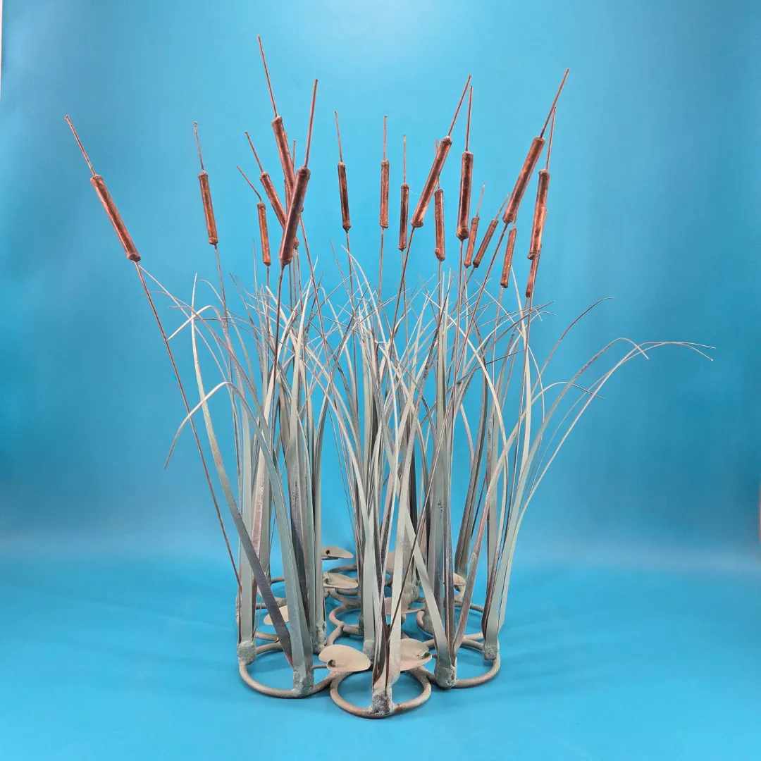 Max Howard Copper Kinetic Cattail Sculpture Max Howard Copper Kinetic Cattail Sculpture