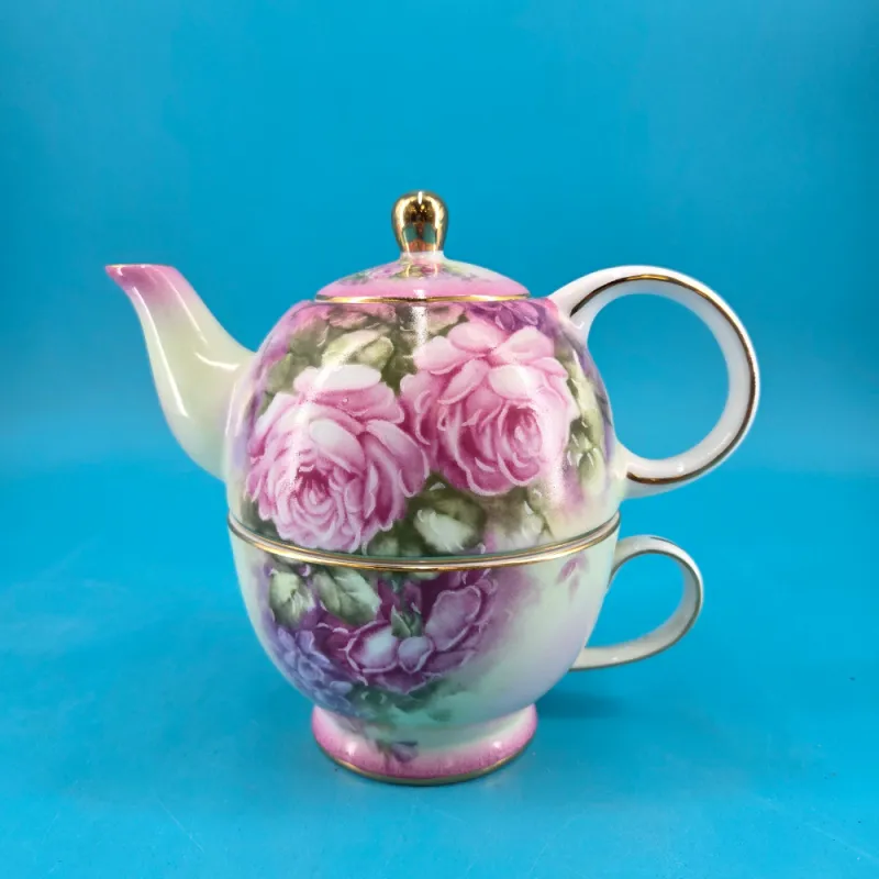 Victoria's Garden Tea-for-One 3 Piece Teapot and Cup Set