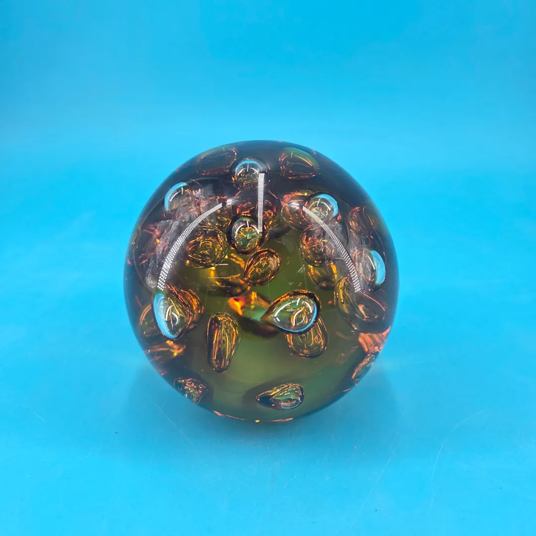 Amber Murano-Style Art Glass Sphere