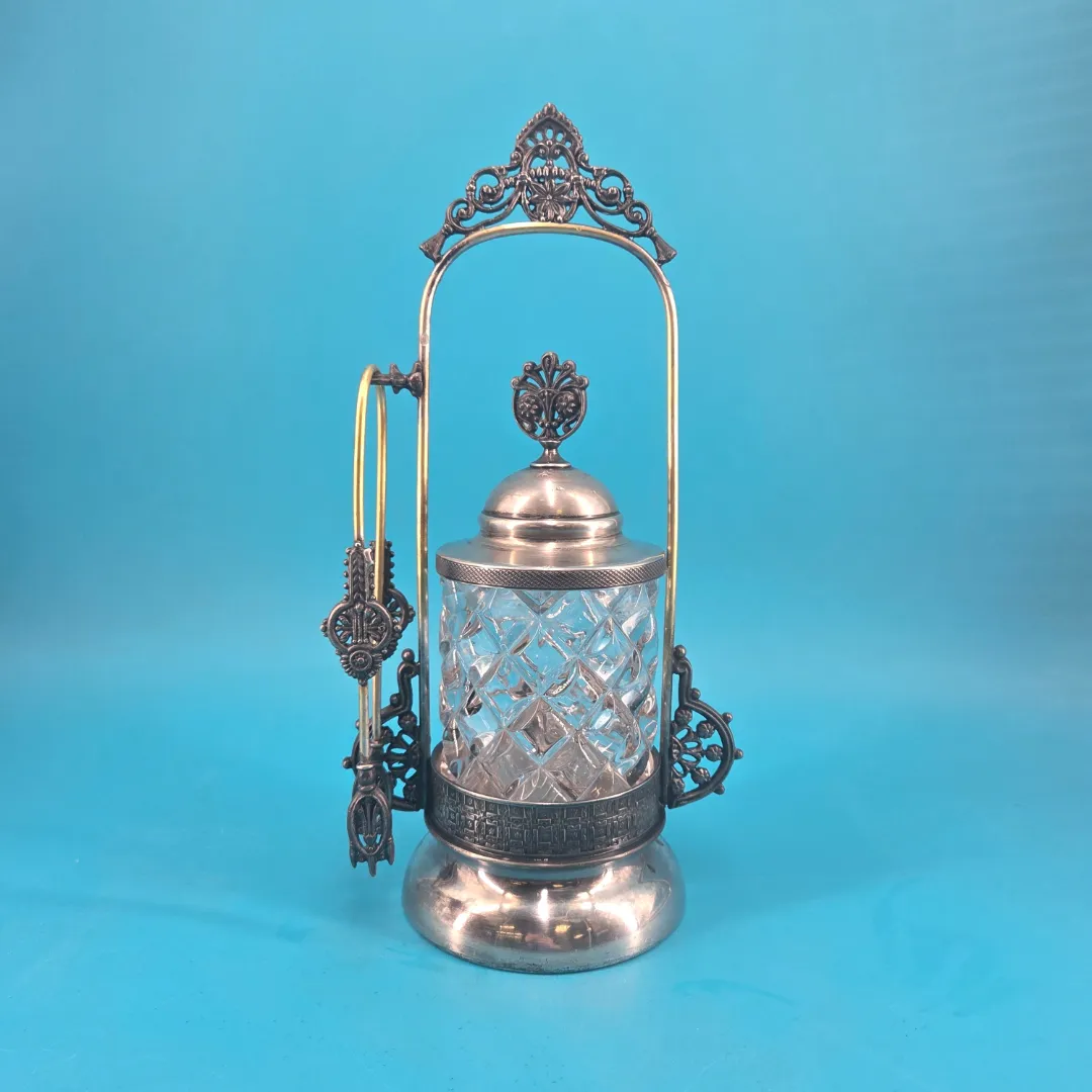 Rockford Pickle Castor & Tongs - 640 Silverplate