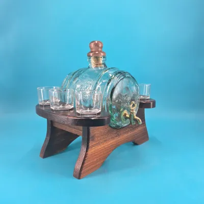Glass Liquor Barrel Decanter Set