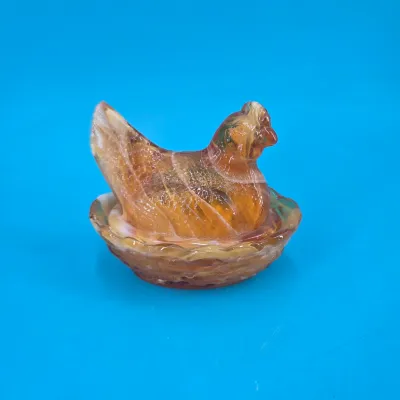 Mini Salt Cellar Glass Chicken (Orange)