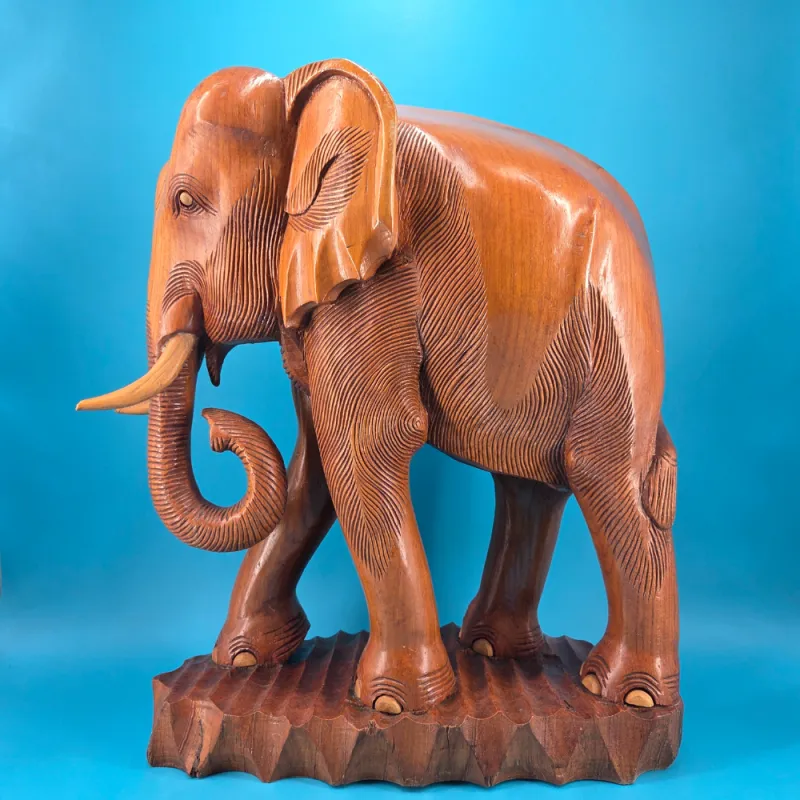 Carved Wood Elephant Sculpture