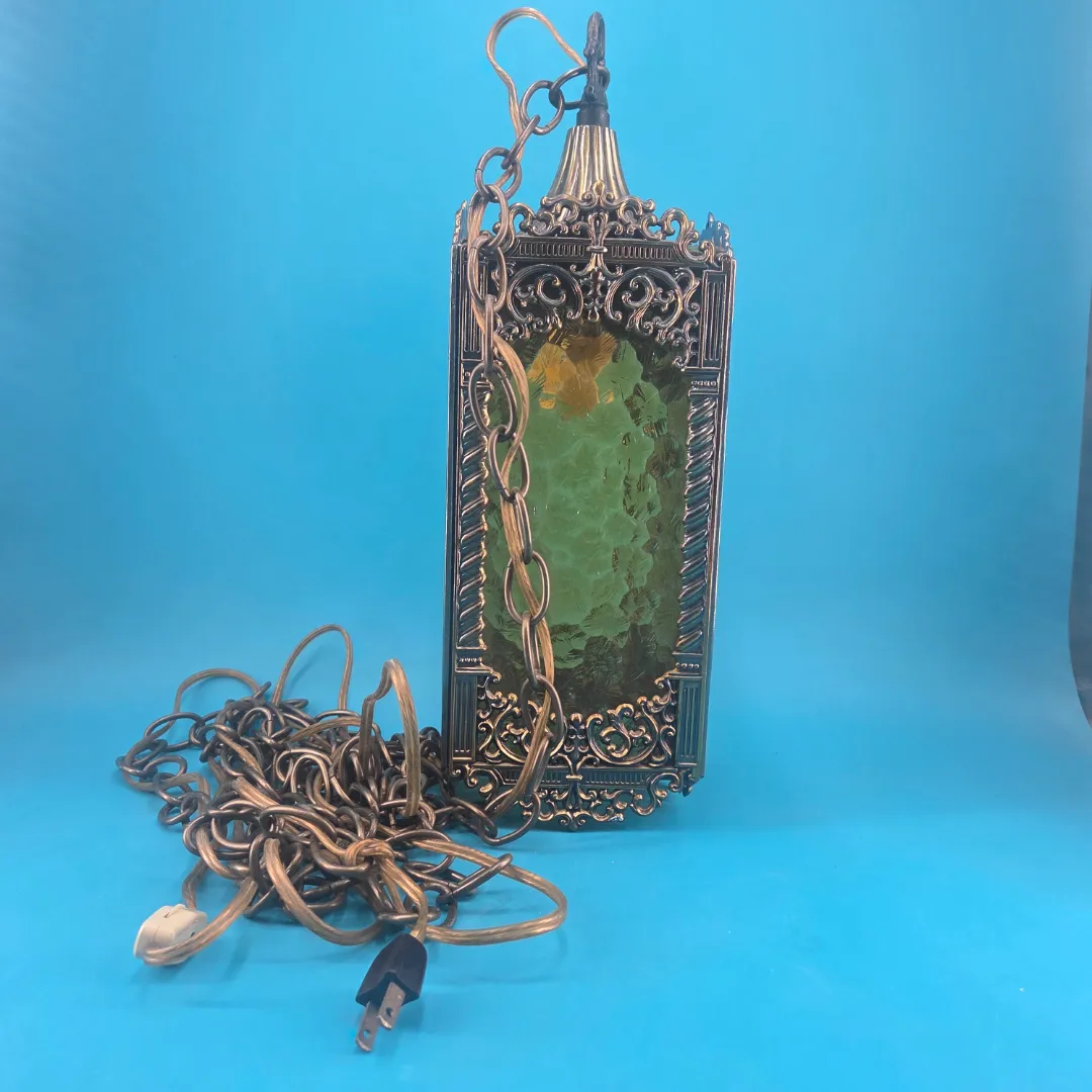 Brass Hanging Lamp (Mid-Century Gothic Revival)
