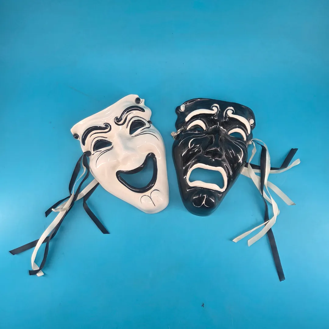 Comedy/Tragedy Ceramic Masks Artist Signed Comedy/Tragedy Ceramic Masks Artist Signed