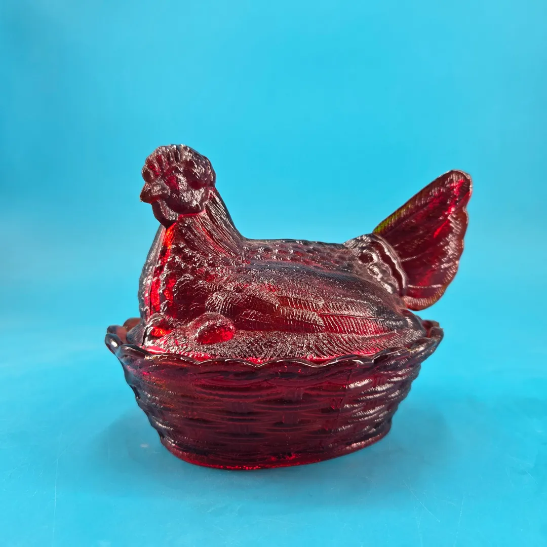 Ruby Red Amberina Glass Hen Ruby Red Amberina Glass Hen