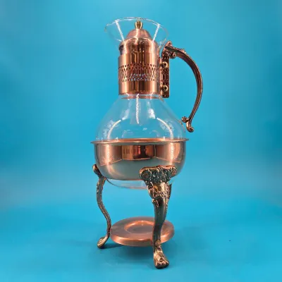 Copper and Brass Coffee/ Tea Carafe Pot w/ Stand
