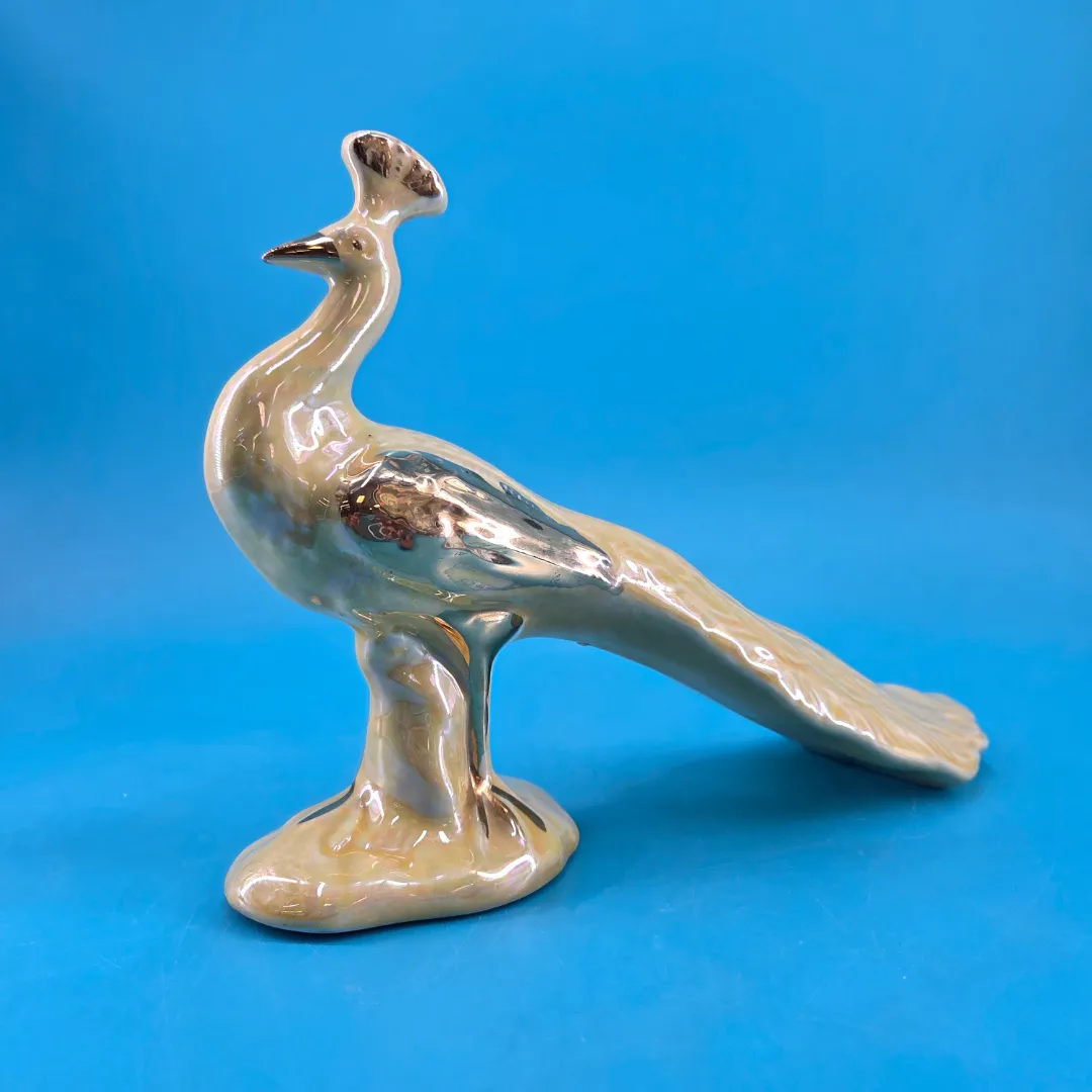 Ceramic Lusterware Peacock Figurine