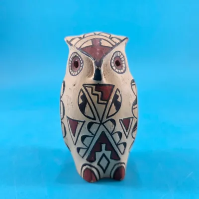 Flora Gachupin Jemez Pueblo Pottery Owl Figurine Flora Gachupin Jemez Pueblo Pottery Owl Figurine