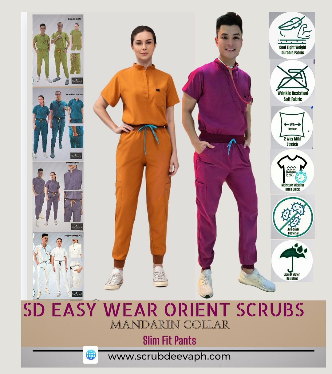 SD EASY WEAR ORIENT SCRUBS (Mandarin Collar)