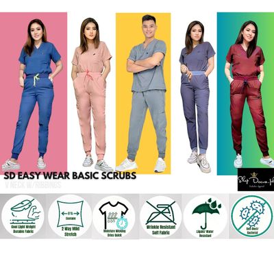 SD EASY WEAR BASIC VNECK w/RIBBINGS Scrub suit sets