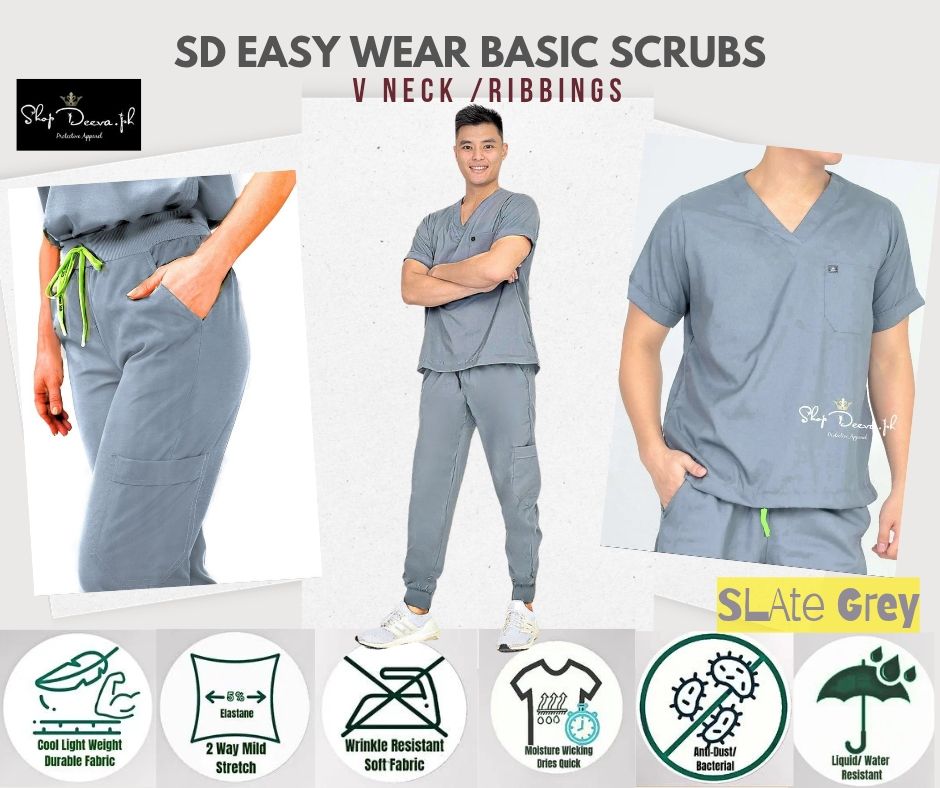 SD EASY WEAR BASIC VNECK w/RIBBINGS Scrub suit sets