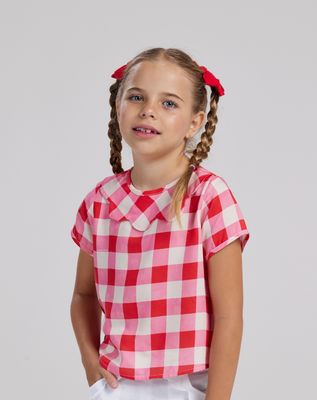 JUMA PLAID VISCOSE GIRL&#39;S TOP