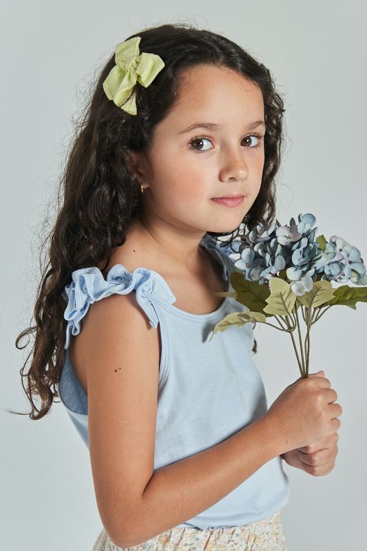 LUNA  BLUE COTTON BLOUSE