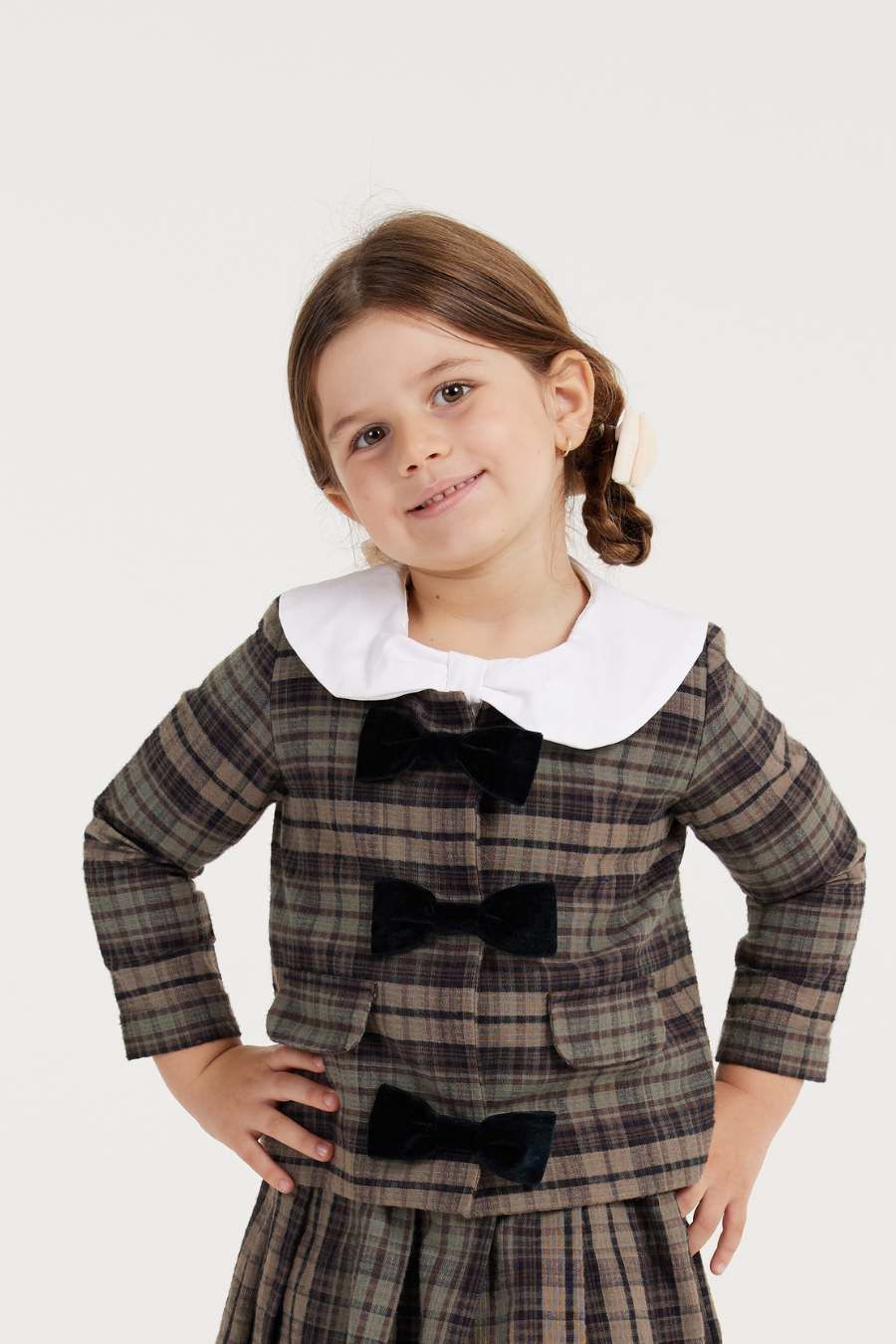 THAIS PLAID AND BOWS GIRL&#39;S COAT