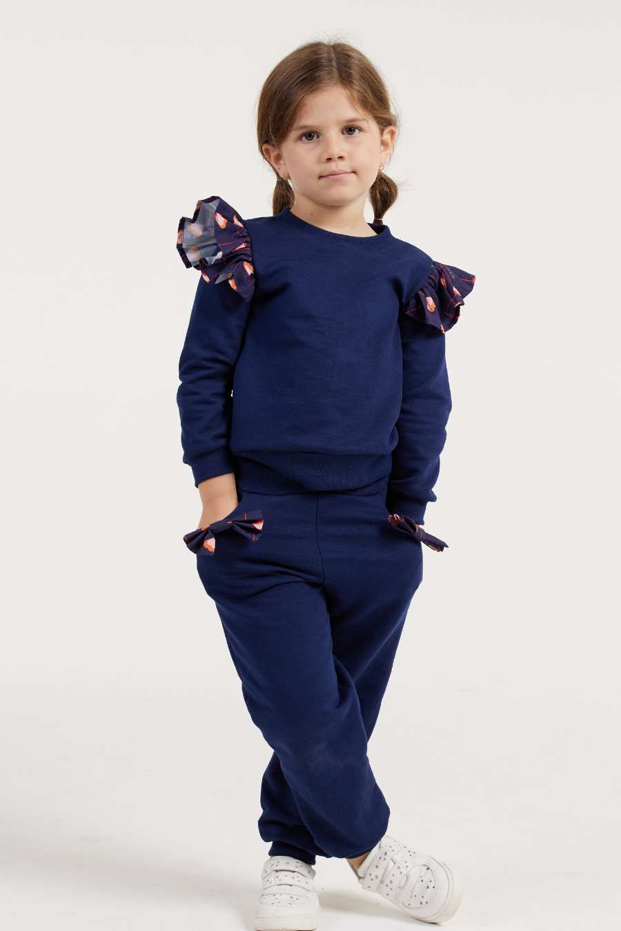 SOL NAVY AND FLORAL GIRL&#39;S SWEATSHIRT SET
