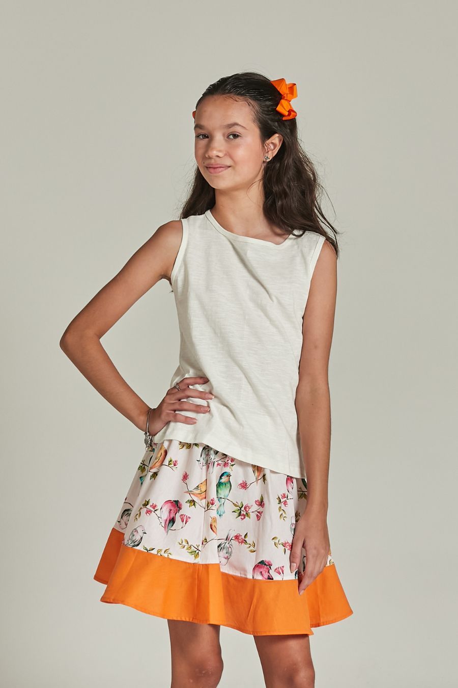 ALANA BIRDS AND BOWS GIRL&#39;S SKIRT SET