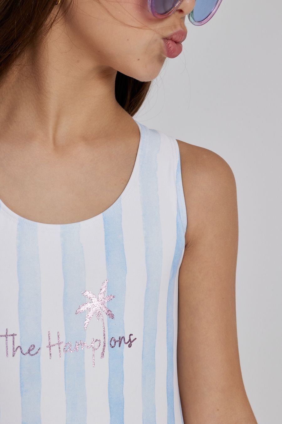 FLORA BLUE STRIPES GIRL&#39;S SWIMSUIT