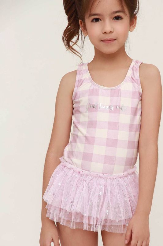 GIRL&#39;S  CHECKED TULLE SWIMSUIT GOOD TIMES