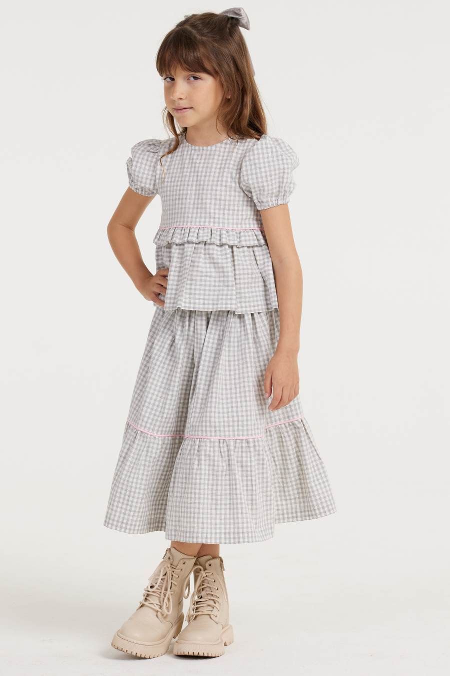 CATHERINE GRAY PLAID GIRL&#39;S SKIRT